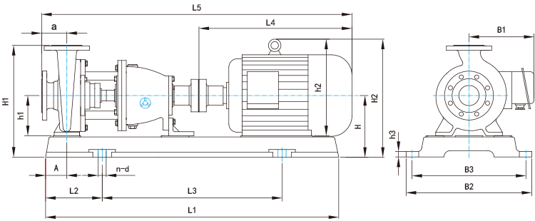 IHF系列鋼襯氟塑料化工泵安裝尺寸表