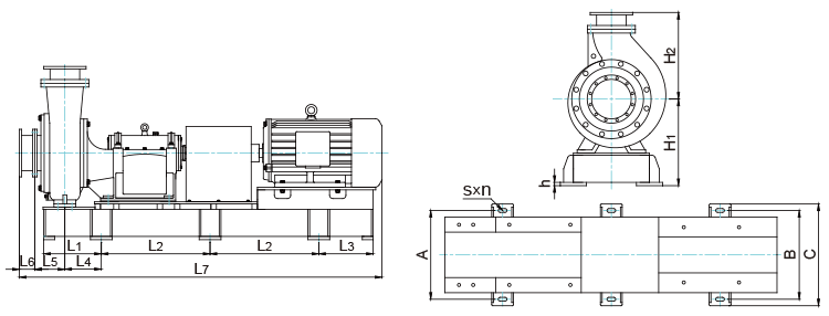UHB-ZK系列耐腐耐磨泵安裝尺寸圖