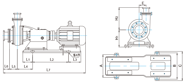 UHB-ZK系列耐腐耐磨泵安裝尺寸圖